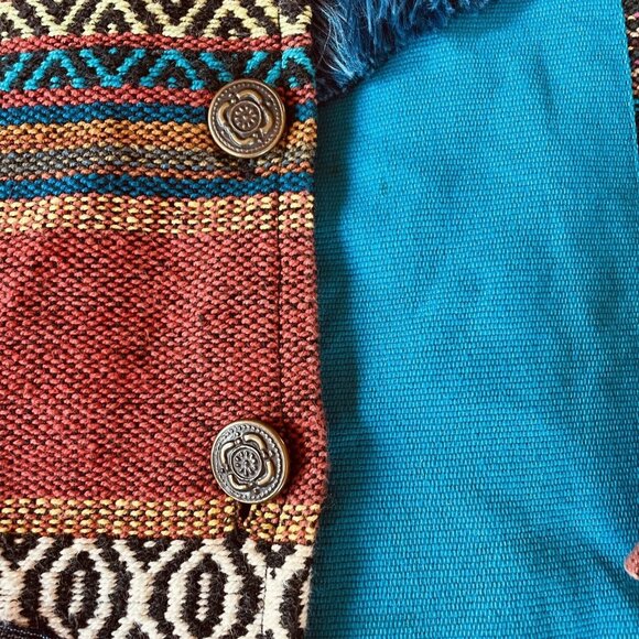 Vtg Julia Kim Button Up Womens Multicolored Embroidered Art Denim Jacket Size M - Picture 8 of 16